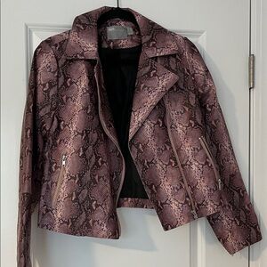 ASOS Pink Snakeskin Vegan Leather Jacket 8